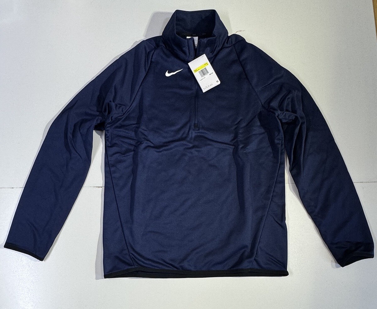 Nike CN9492-419 Blue DriFit Mens Sweatshirt Long Sleeve Training Zip Pullover