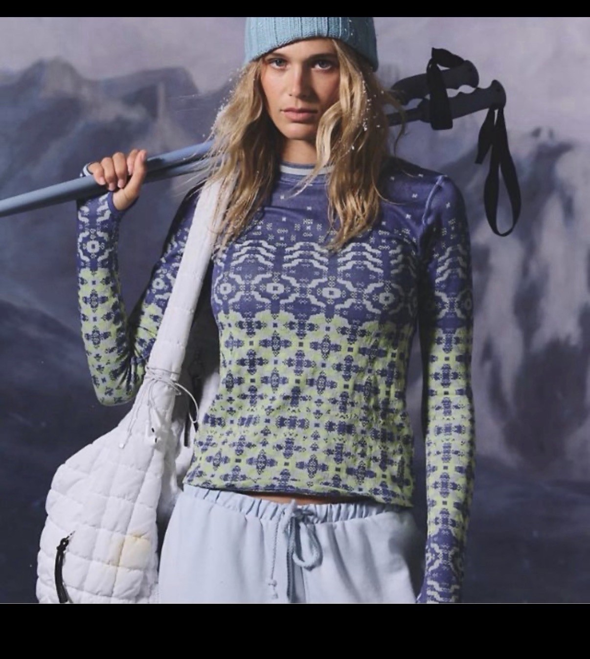 Free People/FP Movement Myoko Jacquard Base Layer Top XS/S New