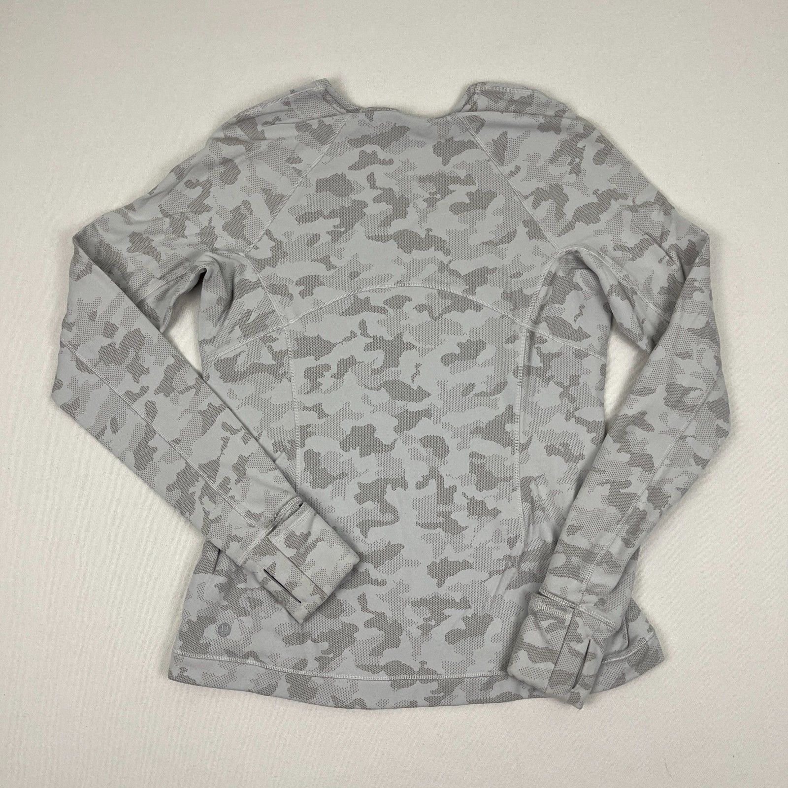 Lululemon Its Rulu Run Shirt Women Sz 8 Gray Camo Jacquard Active Running W3DTSS