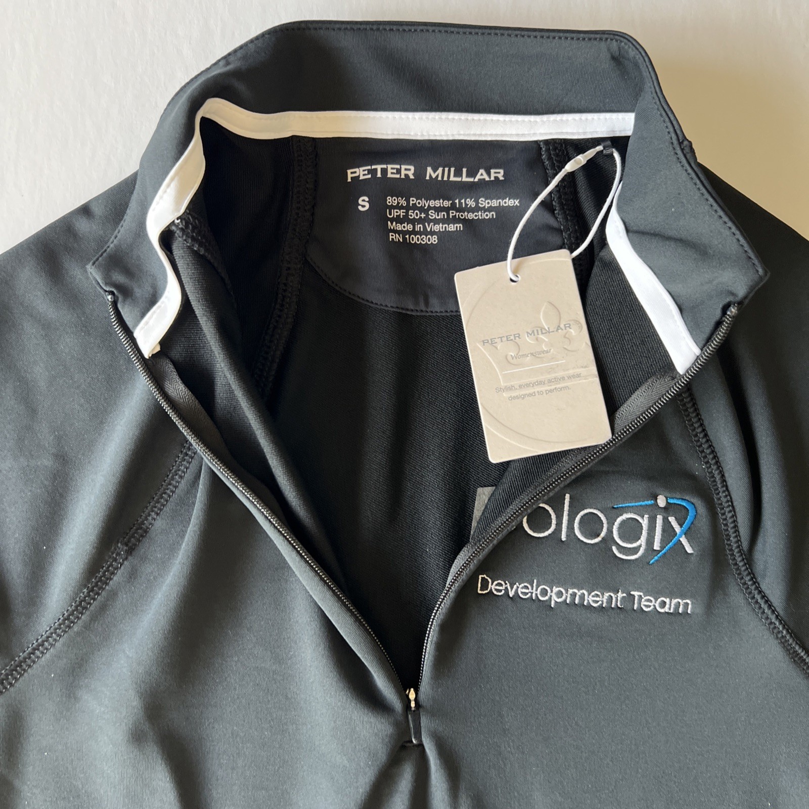 Peter Millar Raglan-Sleeve Perth 1/4 Zip Women’s Small Black LE0EK43 Logo NWT