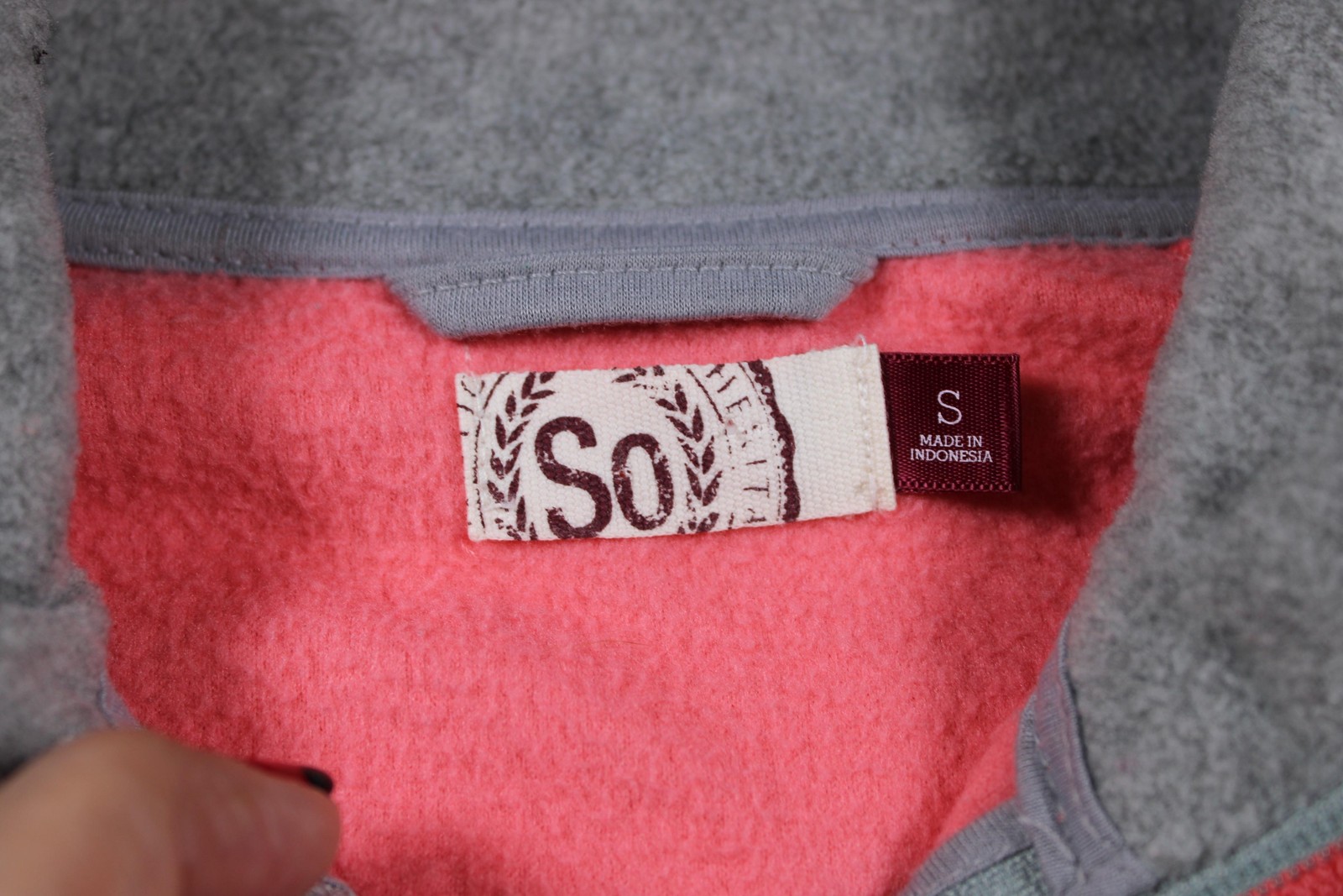 So Pullover Womens Small Half Zip Fleece Long Sleeve Thumbholes Pockets