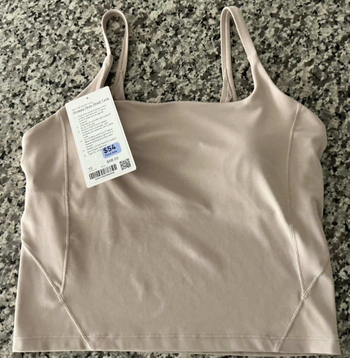 Lululemon Nulu Strappy Cropped Shelf Tank Built-In Bra Beige size 10