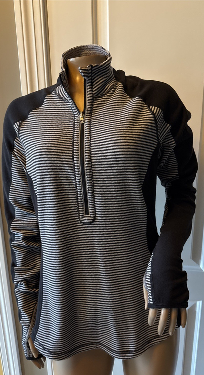 LULULEMON Run U Turn Quarter Zip Pullover Women’s Size 10 Multi Striped