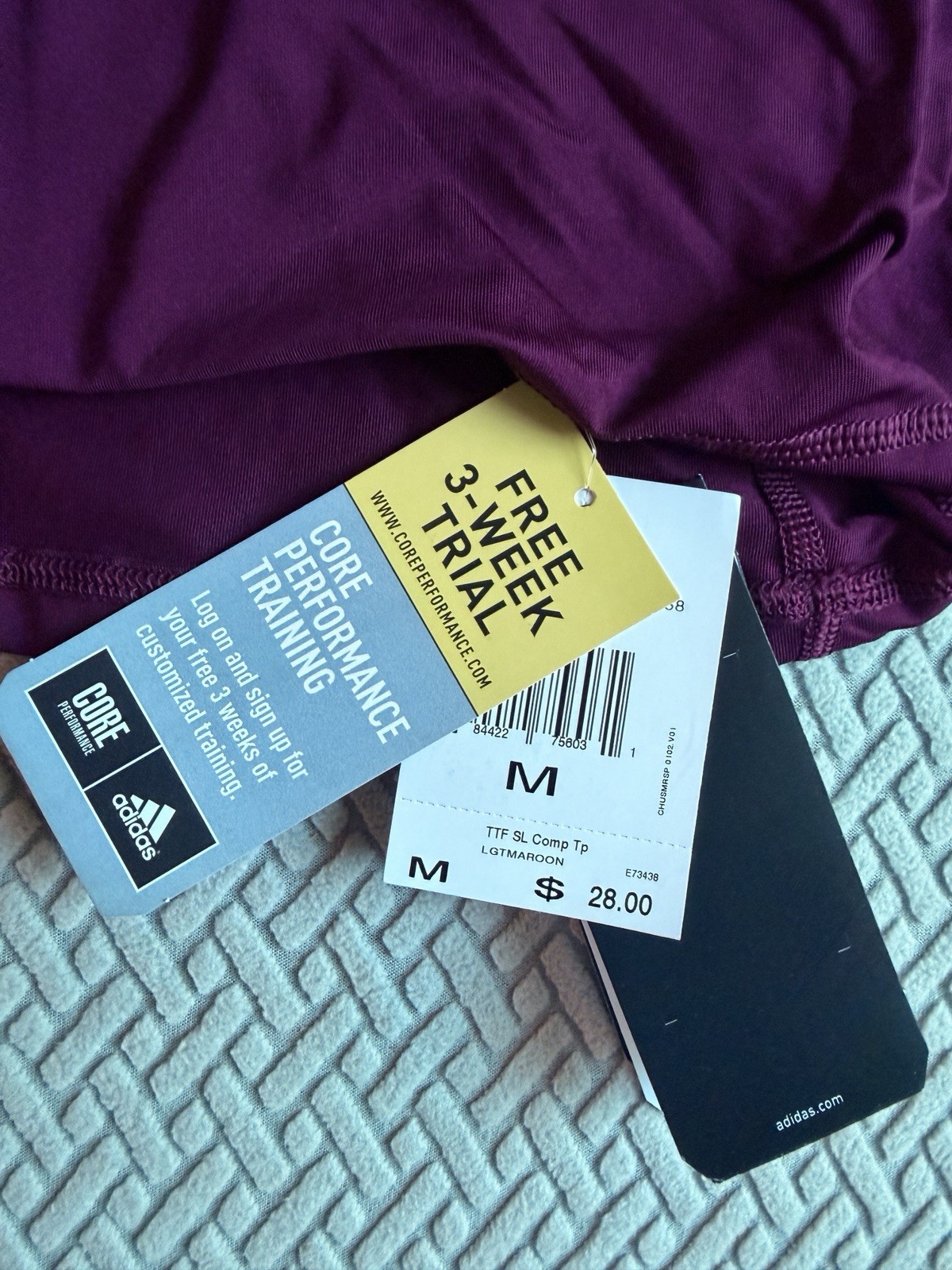 Brandnew Adidas Climalite Performance Maroon Size M with Tag
