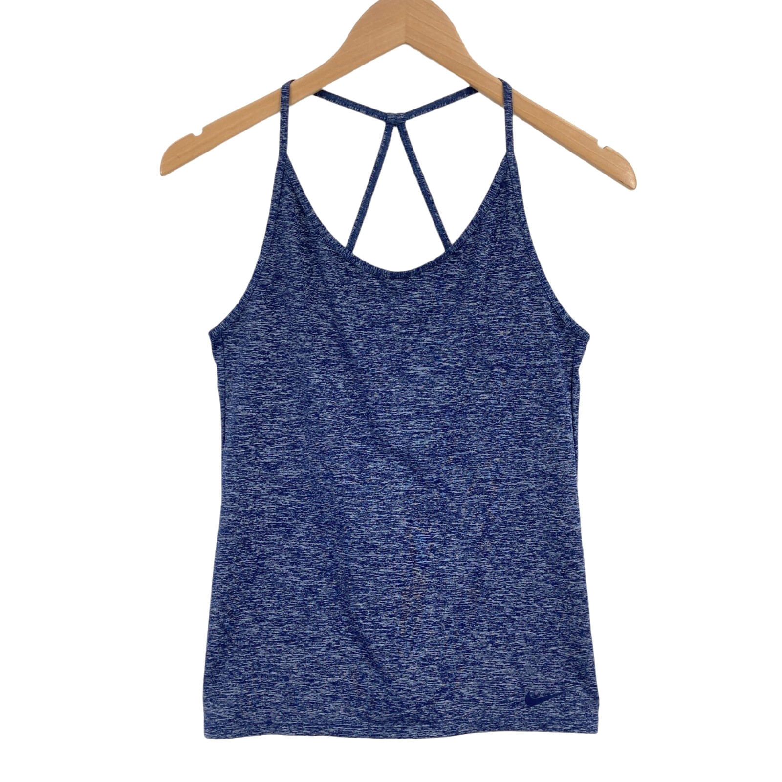 Nike Dri Fit Tank Top Womens Small Blue Knit Spaghetti Strap Round Neck Pullover