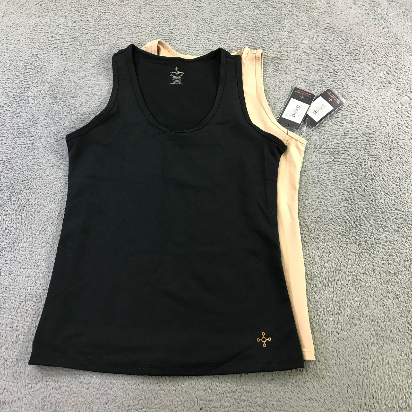 TOMMIE COPPER Tank Womens Extra Large 2 PACK Core Tank Top Black Beige NWT asd