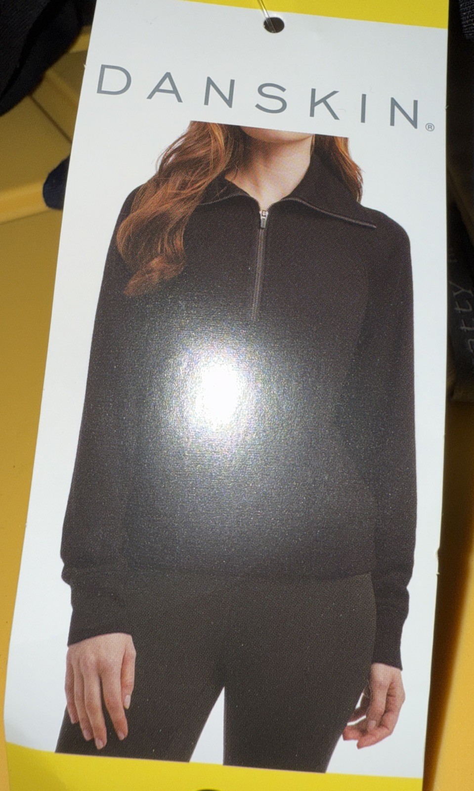 Danskin Luxe Half-Zip Top, Black Pattern Style Luxe, S,M PICK NWT 1899375