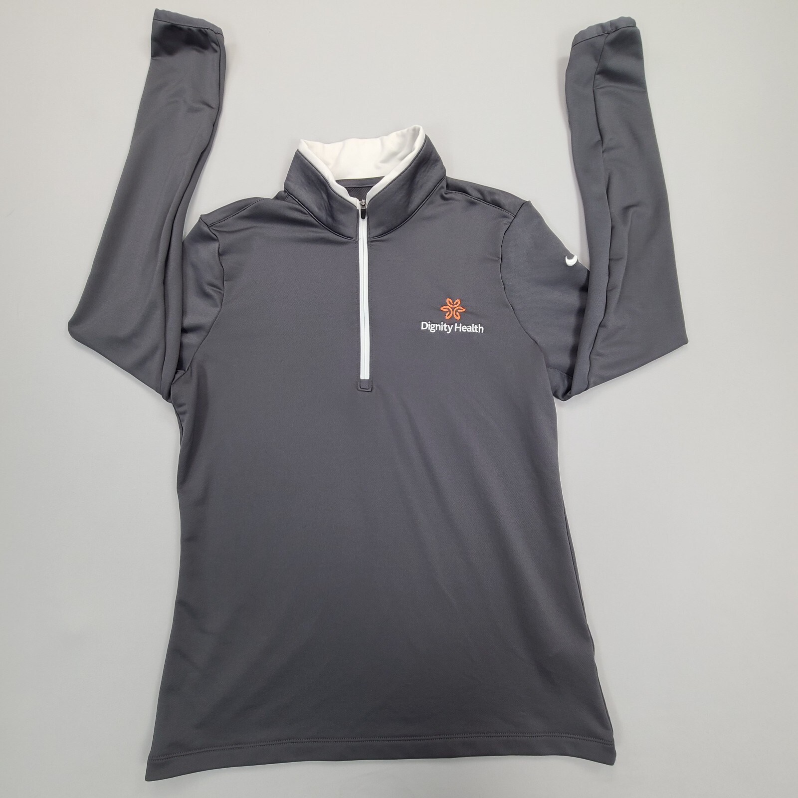 Nike Shirt Womens Medium Gray Zip Active Athletic Casual Comfort Ladies