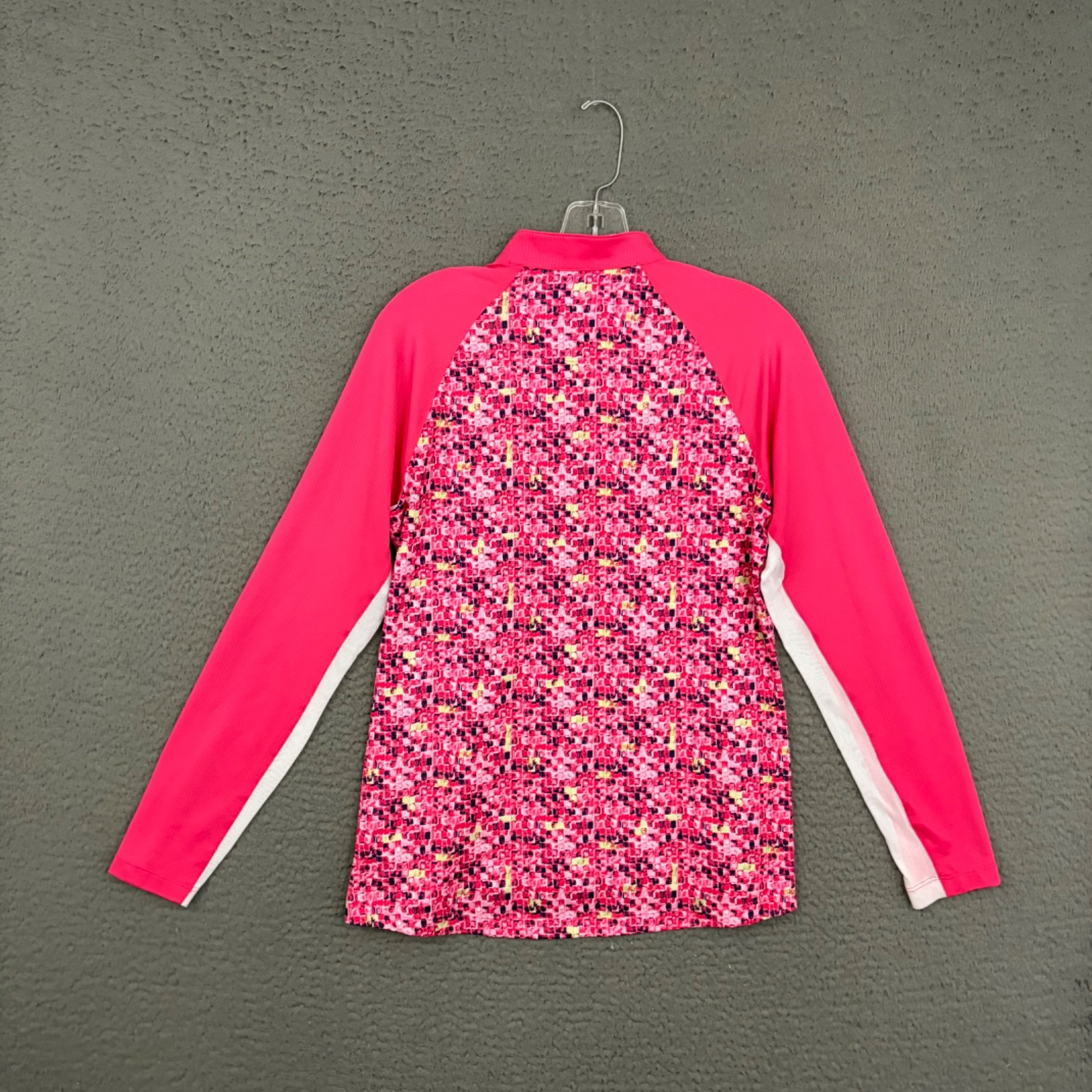 Greg Norman Solar XP Pullover Womens Medium Pink Abstract 1/4 Zip Golf Outdoor