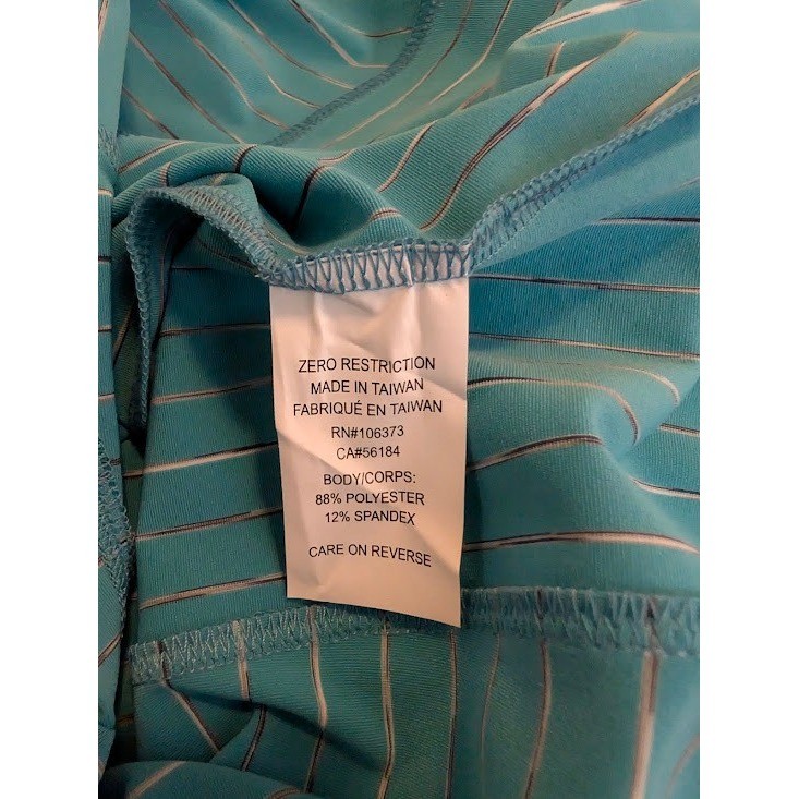 Zero Restriction Renae Zip Mock Pullover Women Small Turquoise Blue Stripe NEW