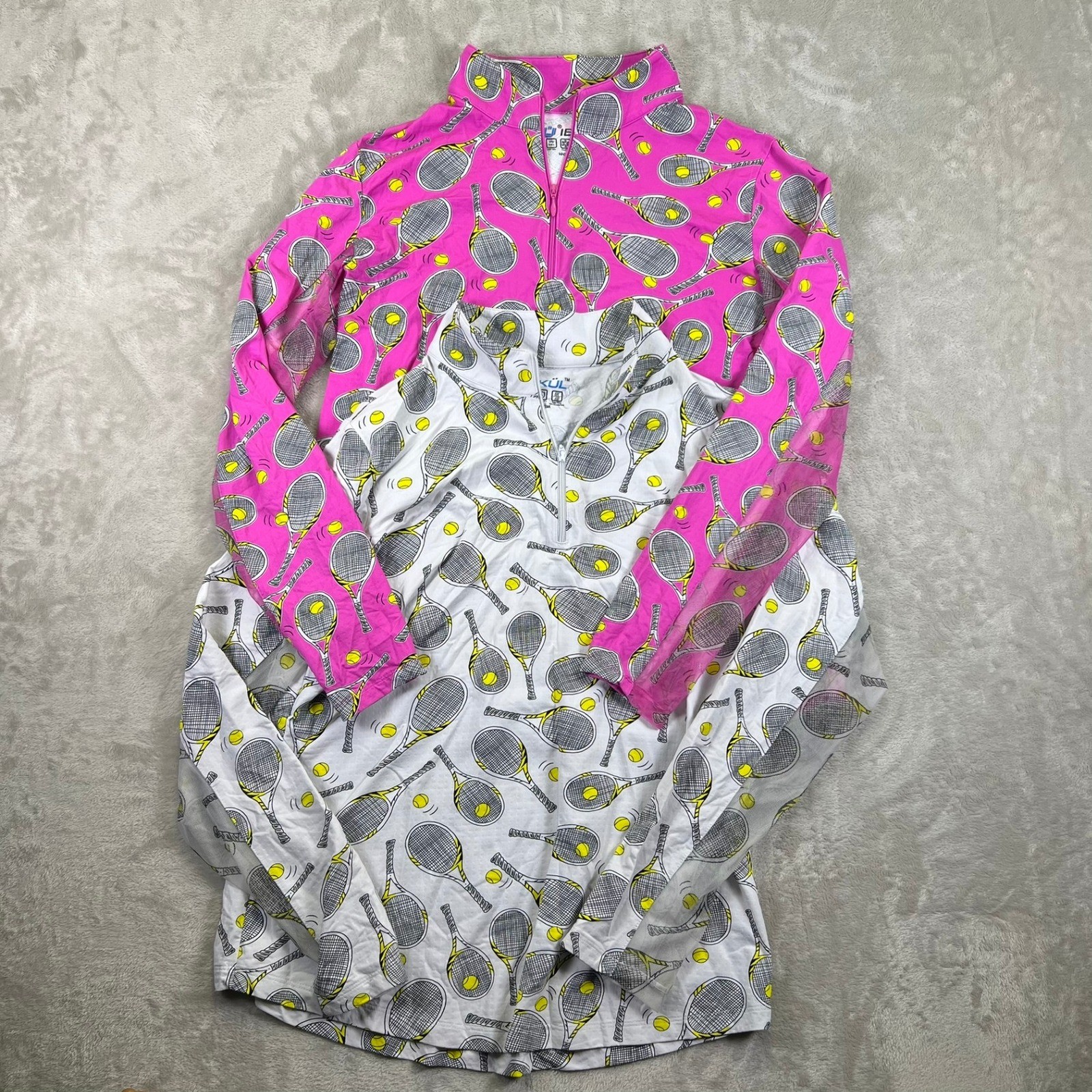 IBKUL Womens Shirts Lot of 2 Tennis Racket Pink White UPF 50+ IceFil Large