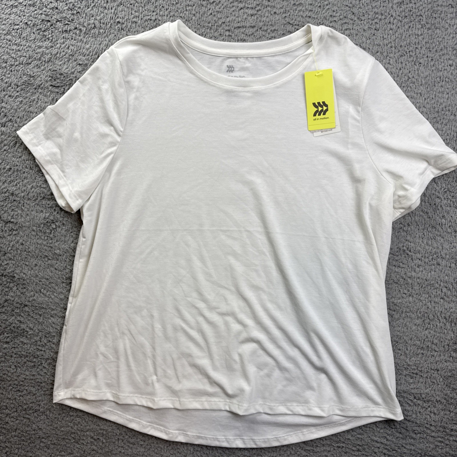 All in Motion Womens Large White Crewneck Leggings Friendly Short Sleeve T-Shirt