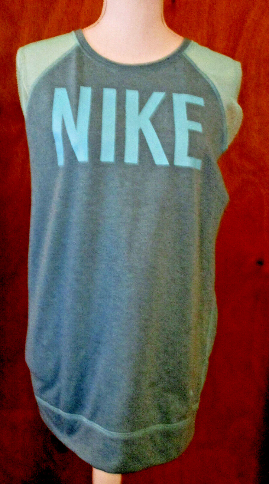Nike DriFit Graphic Fleece Sleevless Sweat Top ,#643274-353, Women’s Large, Teal