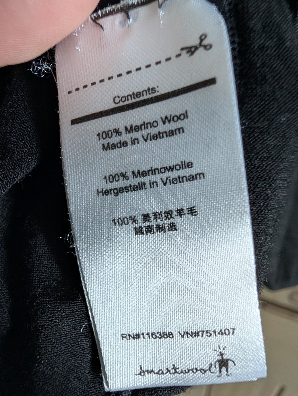 Smart Wool Base Layer Long Sleeve Merino Wool Black Size Small
