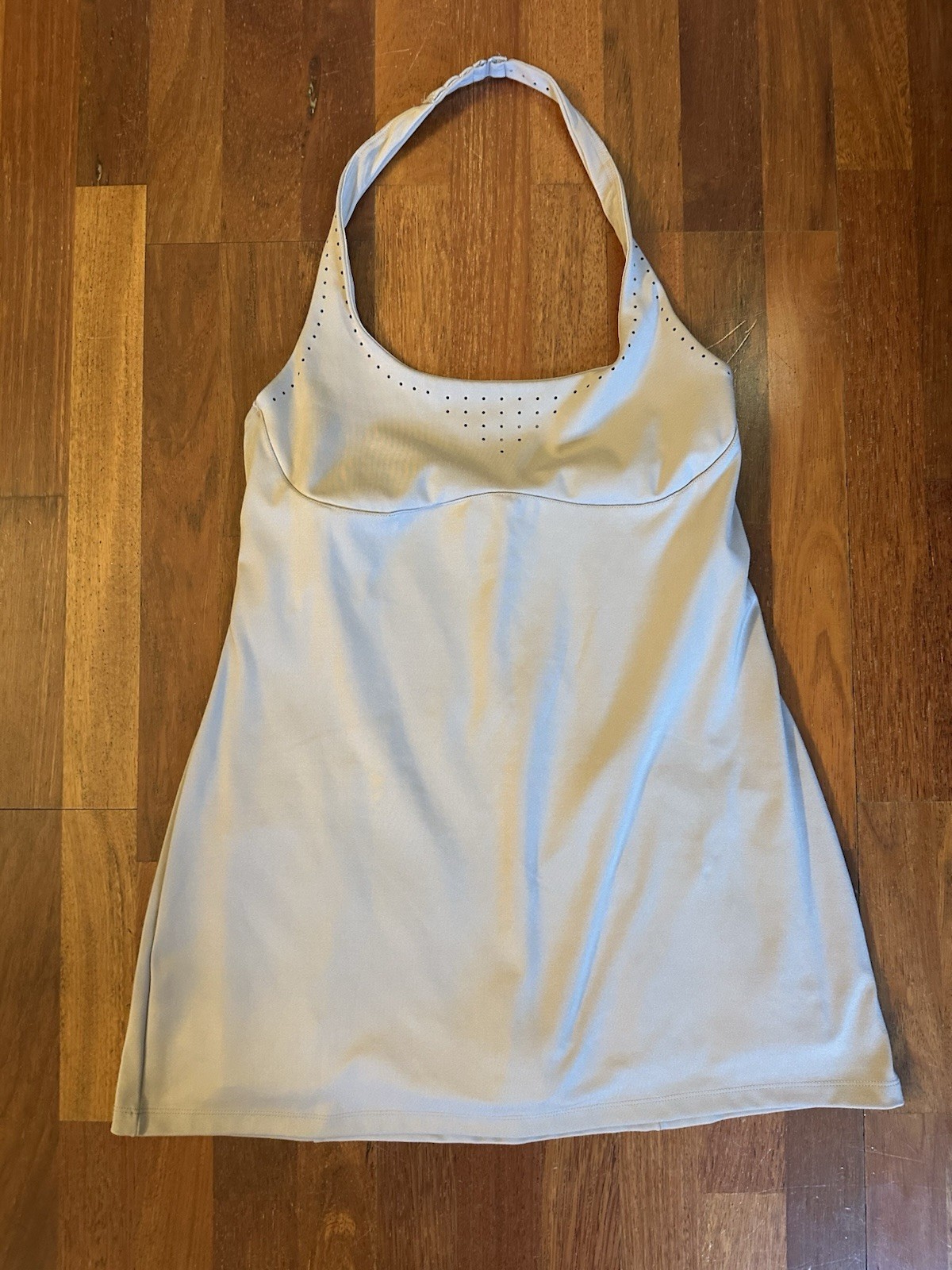 Victoria’s Secret Athletic Dress Taupe Halter Tank Top Large Stretch Scoop Neck