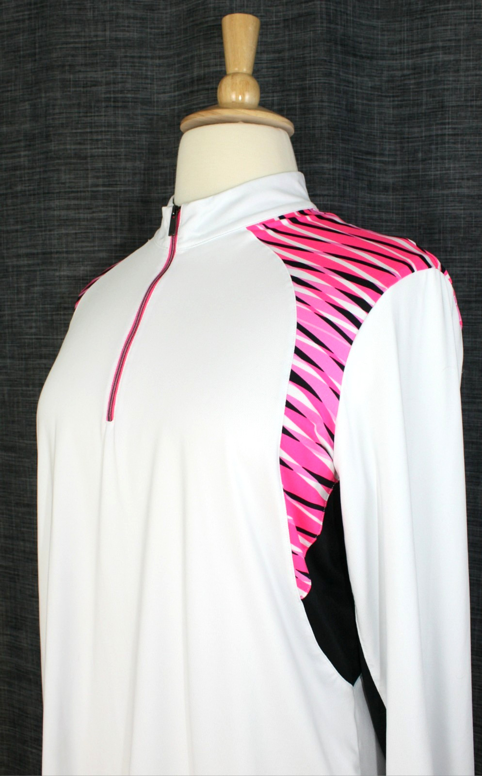 TAIL White Label Athletic Knit Top Plus 2X White Black Multi Color Block LS #03