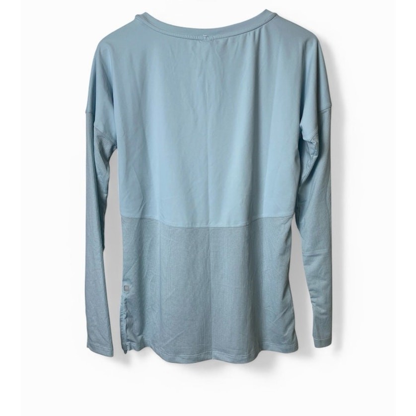 Fabletics Cashel Light Blue Cinch Mixed Mesh Long Sleeve Tee Size Medium NWT