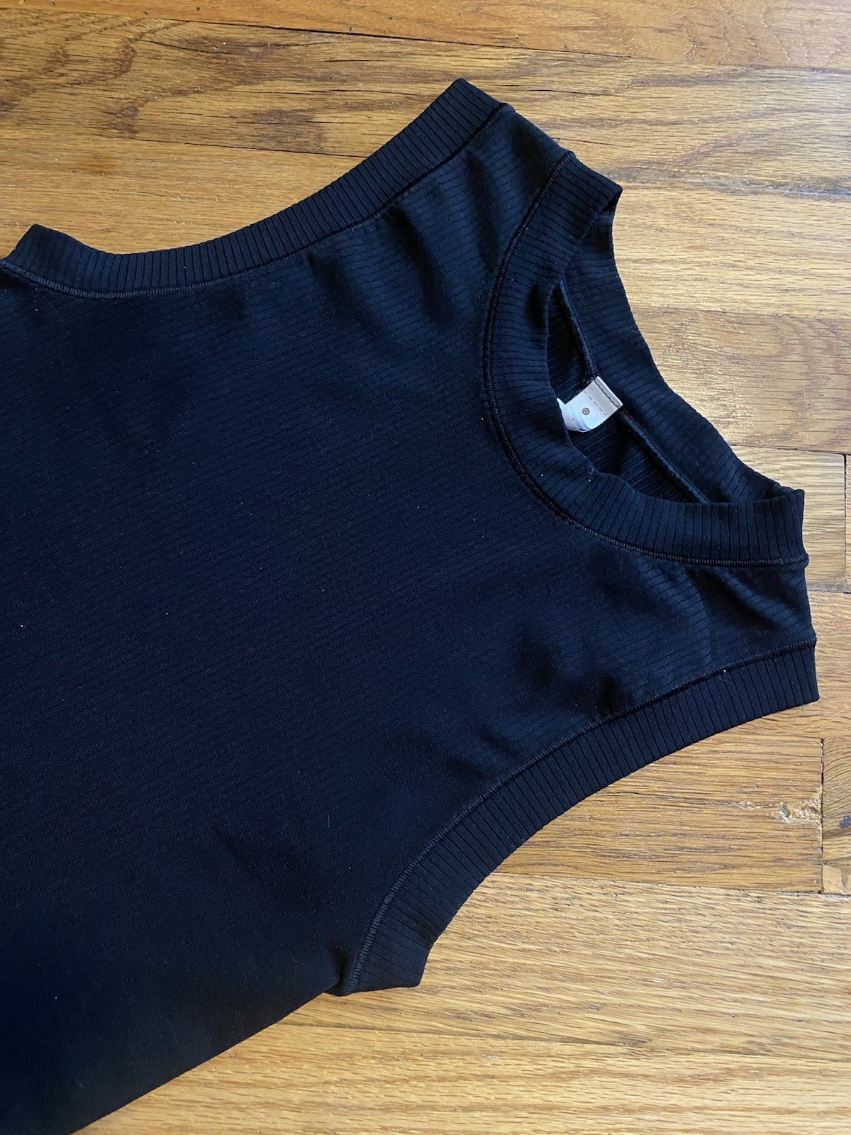 Athleta Black Ribbed Sleeveless Tank Top XS Stretch Activewear