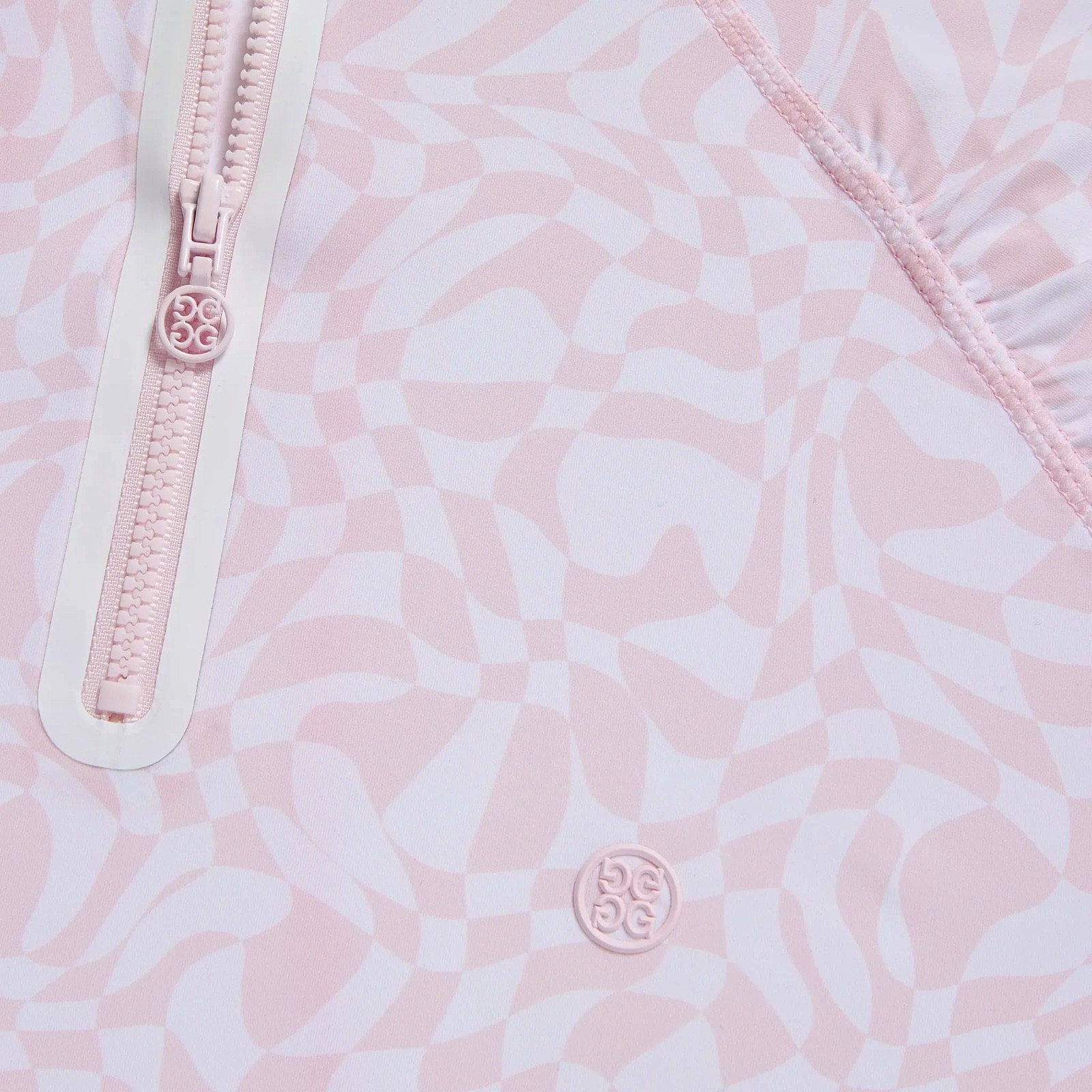 G/Fore Distorted Check Silky Tech Ruched 1/4 Zip Top Size XS S M L Pink Golf NWT