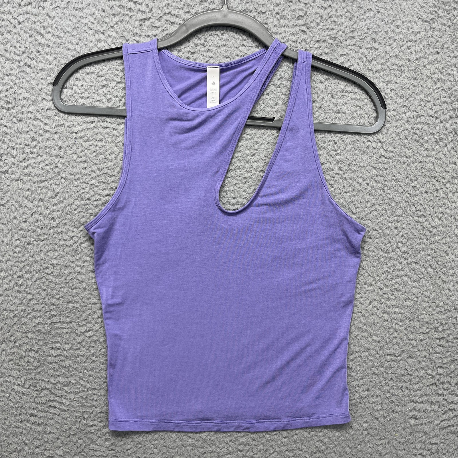 Lululemon Shoulder Cut-Out Yoga Tank Top Womens 4 Dark Lavender Silk-Blend
