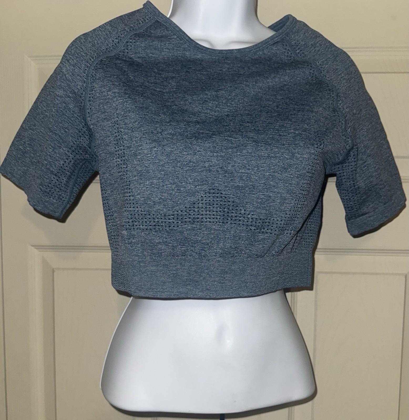 Aoxjox Womens Workout Short Sleeve Seamless Crop Top Yoga Gym Sport T Shirts M/L