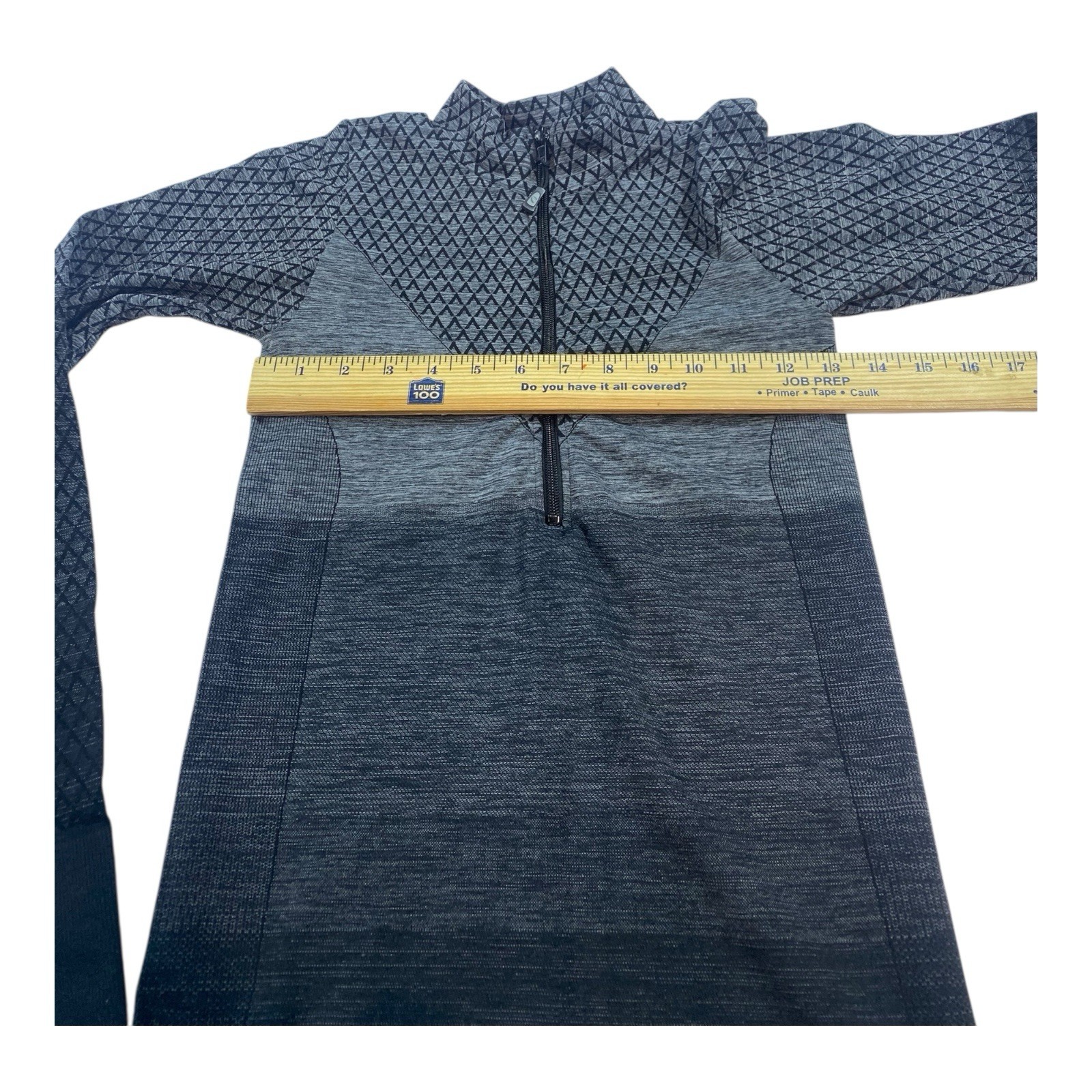 Athletic 1/4 Zip Pullover Womens XS Black Geometric Long Sleeve Spandex Blended