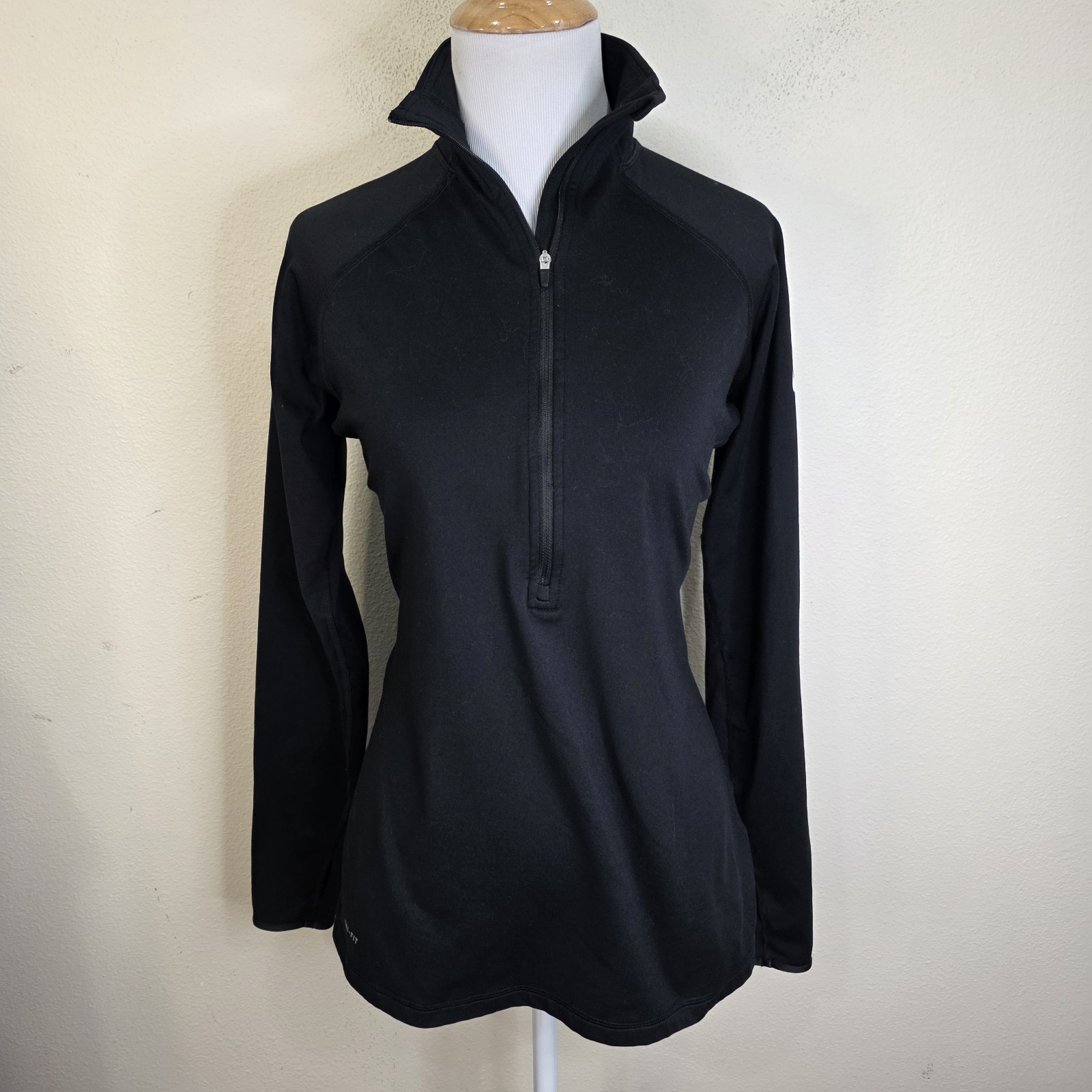 Nike Pro Stay Warm Athletic Shirt Large Dri-Fit 1/2 Zip Black Base Layer Women