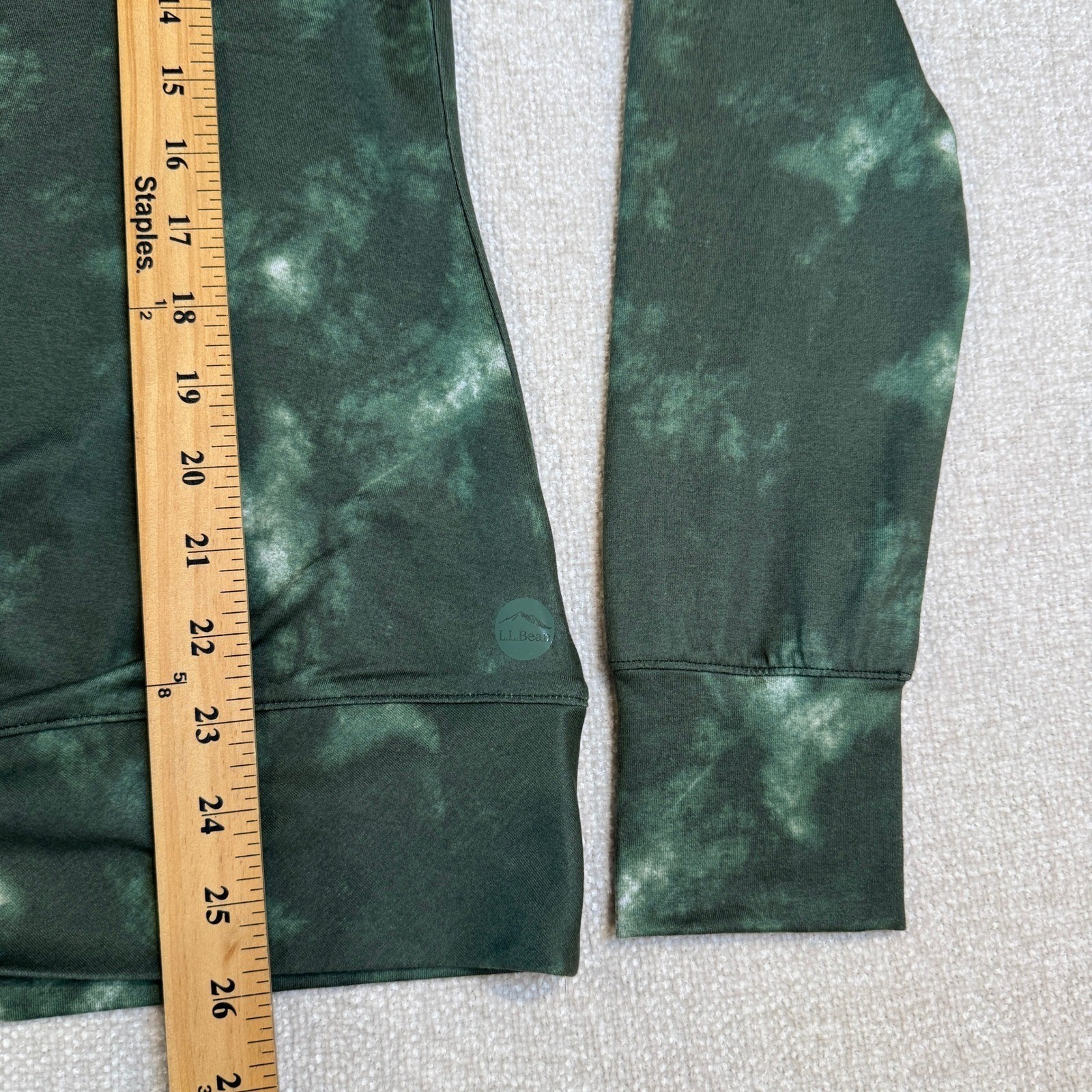 LL Bean VentureSoft Twist Front Long Sleeve Shirt Sea Green Camo XS NWT 519511