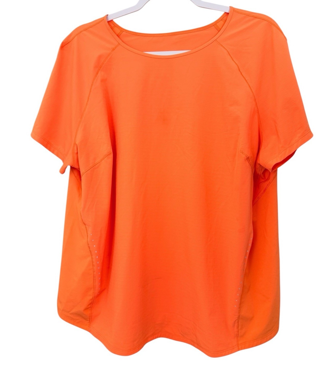 Lululemon Lightweight Stretch Run Shirt Womens Sz 16 Reflective Dots Orange