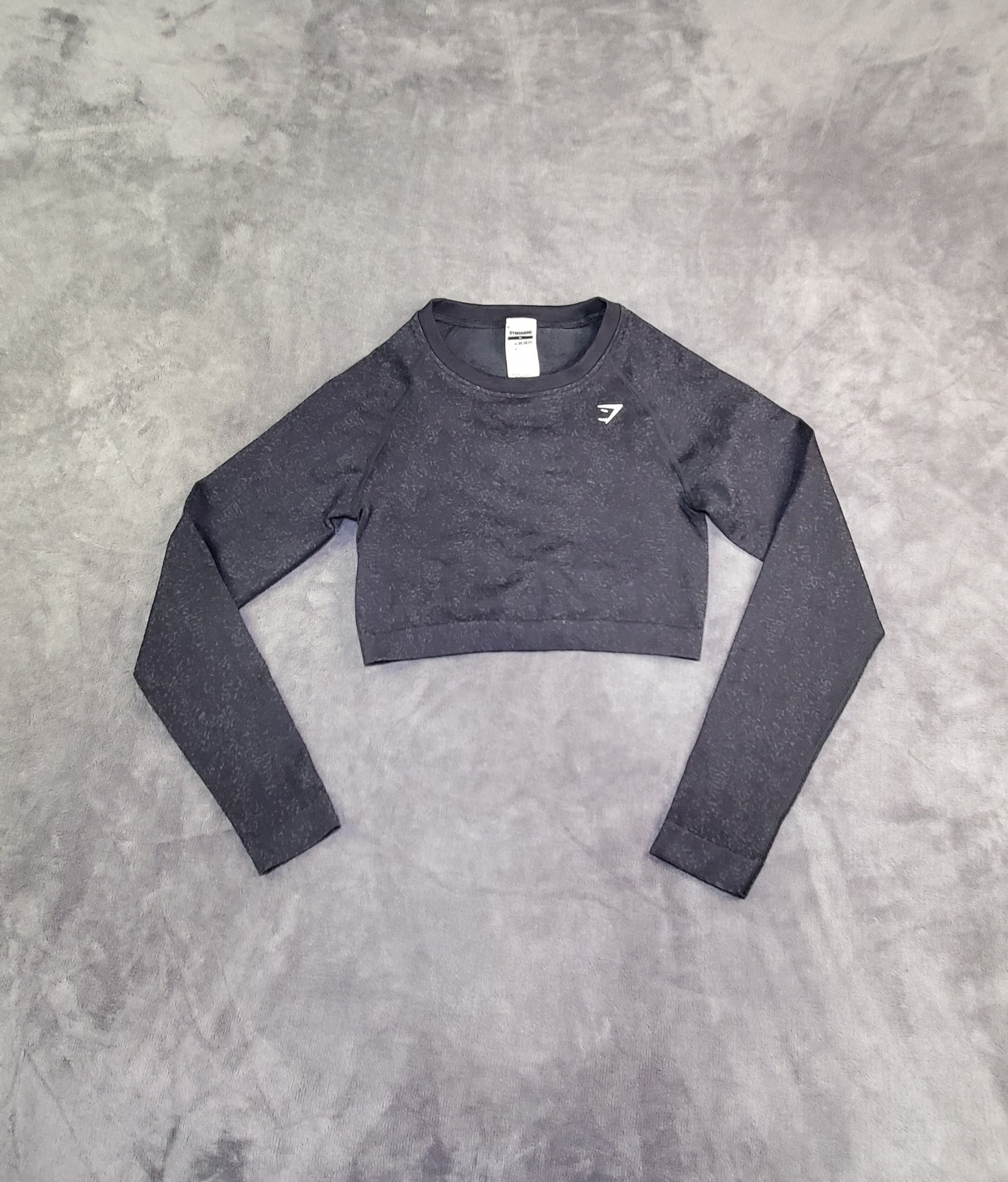 Gymshark Sz M Vital Seamless Crop Top Long Sleeve Gray Black Nylon Ca17-8