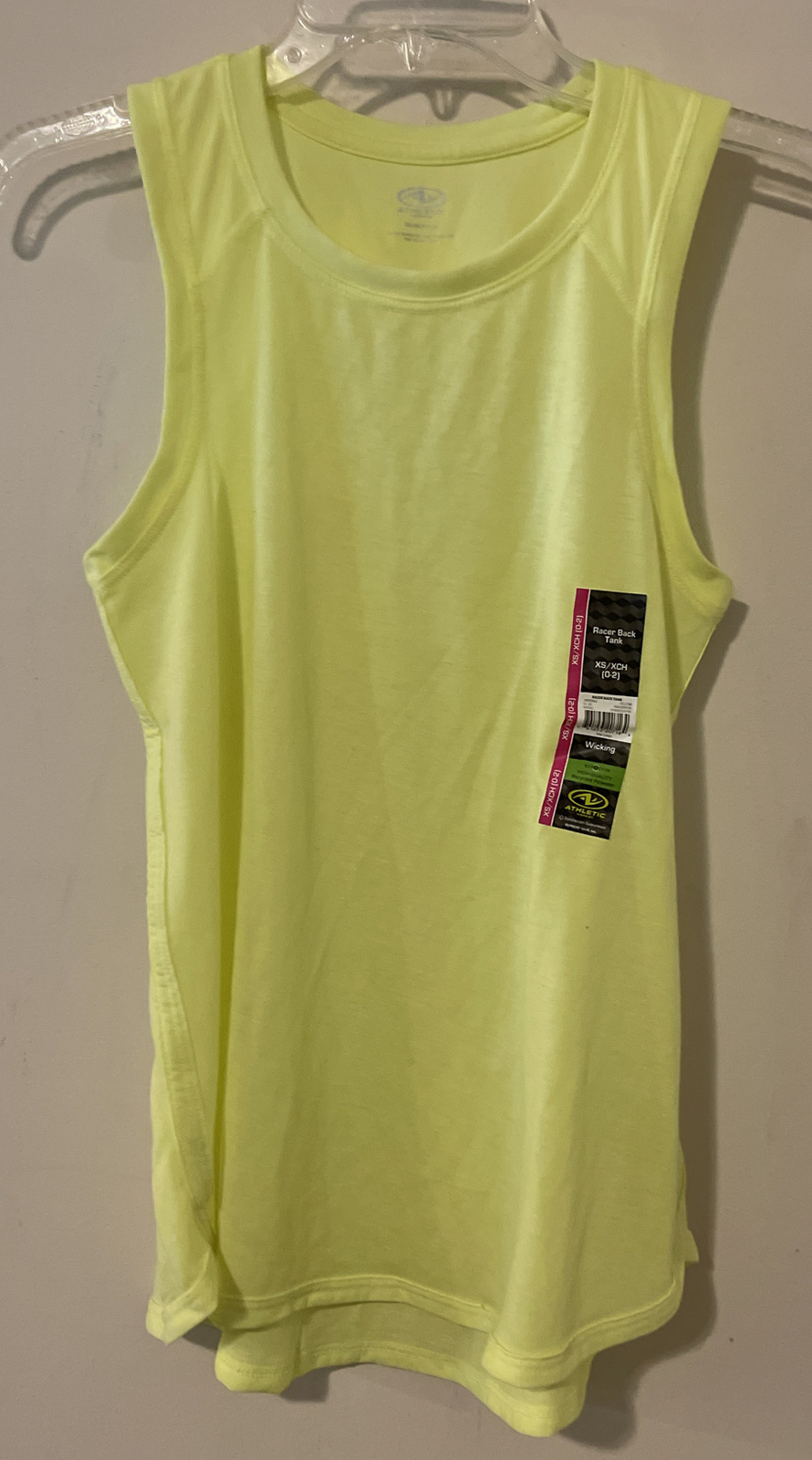 Athletic Works Womens XS Neon Green Racer Back Moisture Wicking Tank NWT! A4285