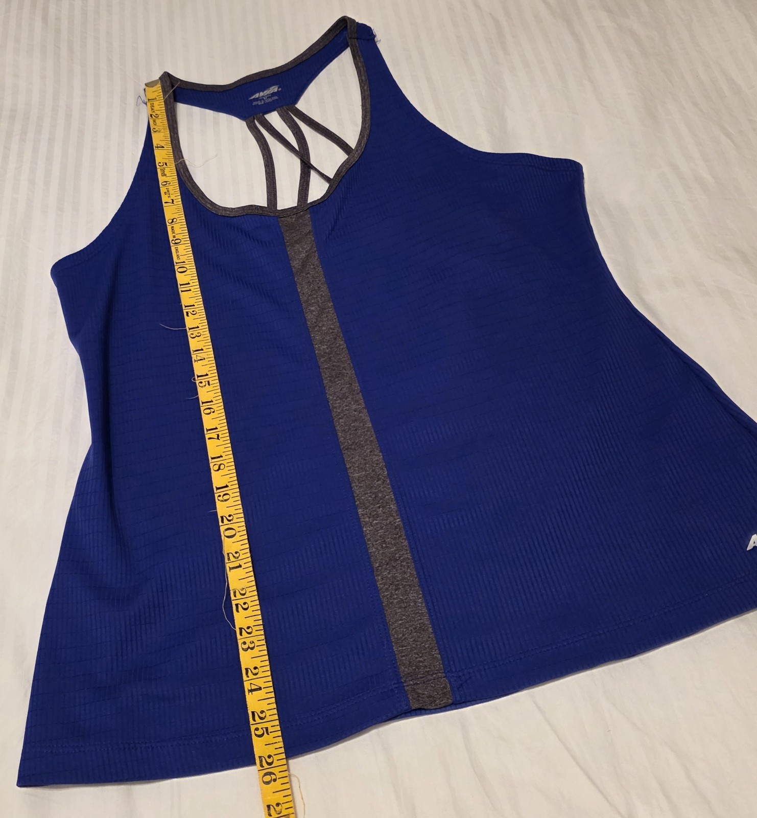 Avia Medium Blue Strappy Back Racerback Tank Top Activewear Yoga Gym Workout