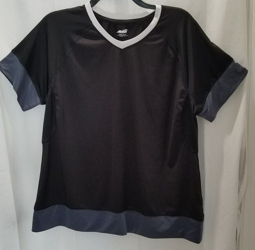 AVIA LADIES ATHLETIC WEAR TOP BLACK, GREY AND WHITE SIZE XL (16-18) #3553