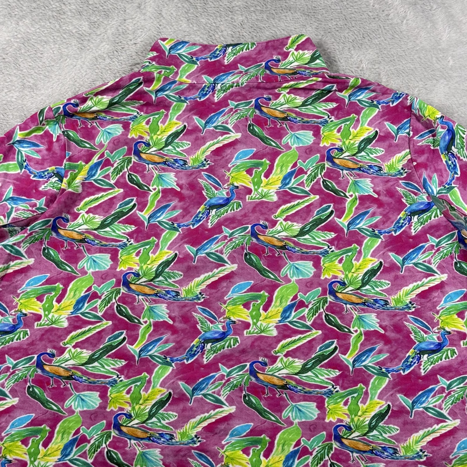 IBKUL Pullover Womens Large Pink Bird Print Golf Tennis Pickleball UPF 50 Top
