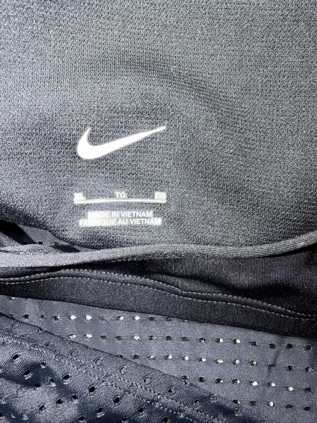 Nike Dri-FIT Mesh Adjustable Side Ruched Tank Top Built-In Bra XL Black