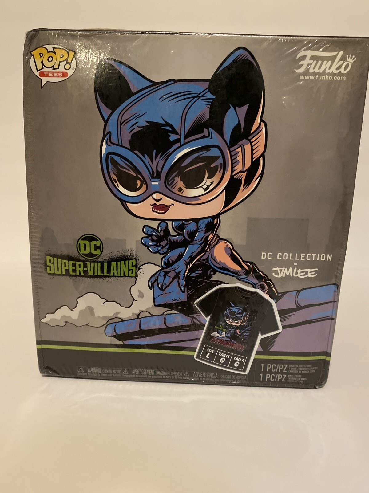 Funko Pop! Tees DC Collection By Jim Lee Catwoman T-Shirt Unisex Large + Figure