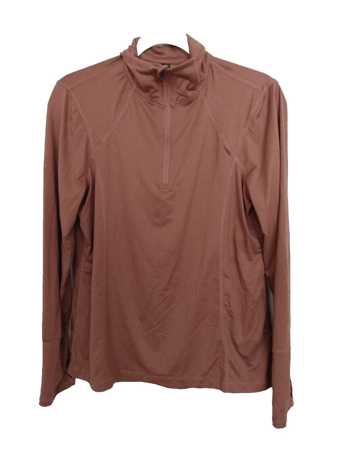 Lukka Lux Women’s 1/4 Zip Long Sleeve Stretch Pullover Top Mauve Taupe M #16561