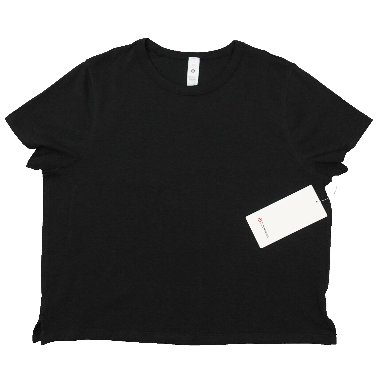 New Lululemon Size 10 Classic Fit Cotton Blend Tee Shirt BLK Black Waist Length