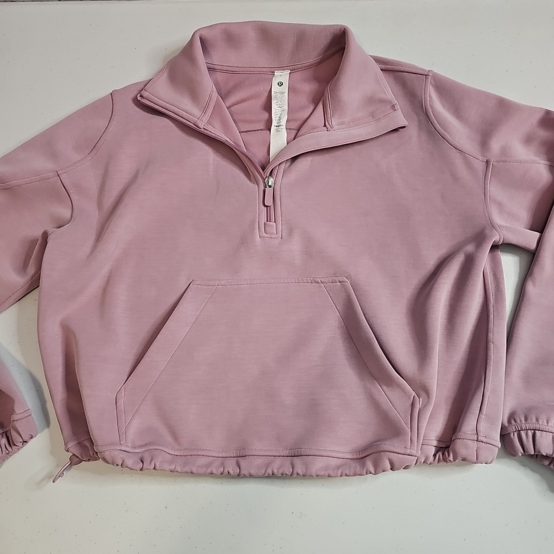 Lululemon Brushed Softstreme Half Zip Pullover Sweatshirt Rose Blush – Size 6