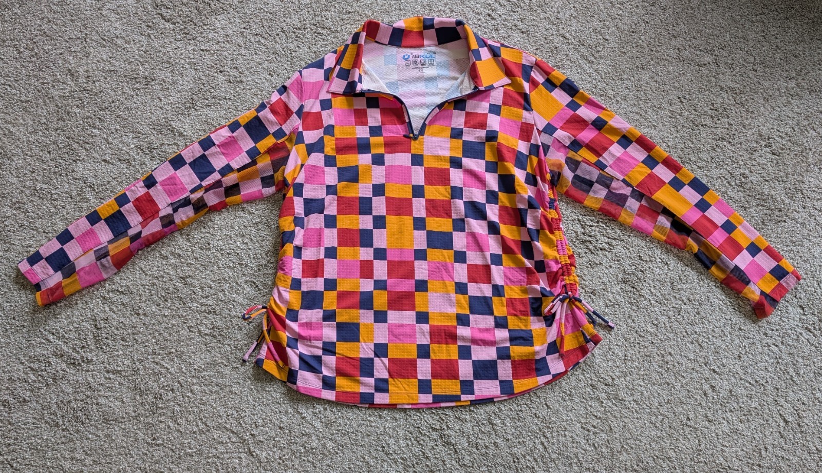 IBKUL top pink checkered colorful pullover golf tennis geometric womens XXL
