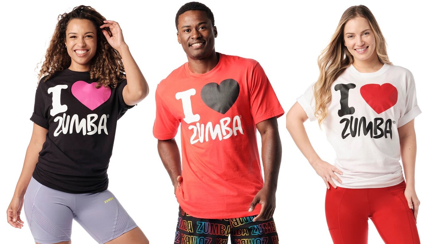 Zumba I Love Zumba Unisex Tee – One Size Fits Most! Red, Black, or White! New!