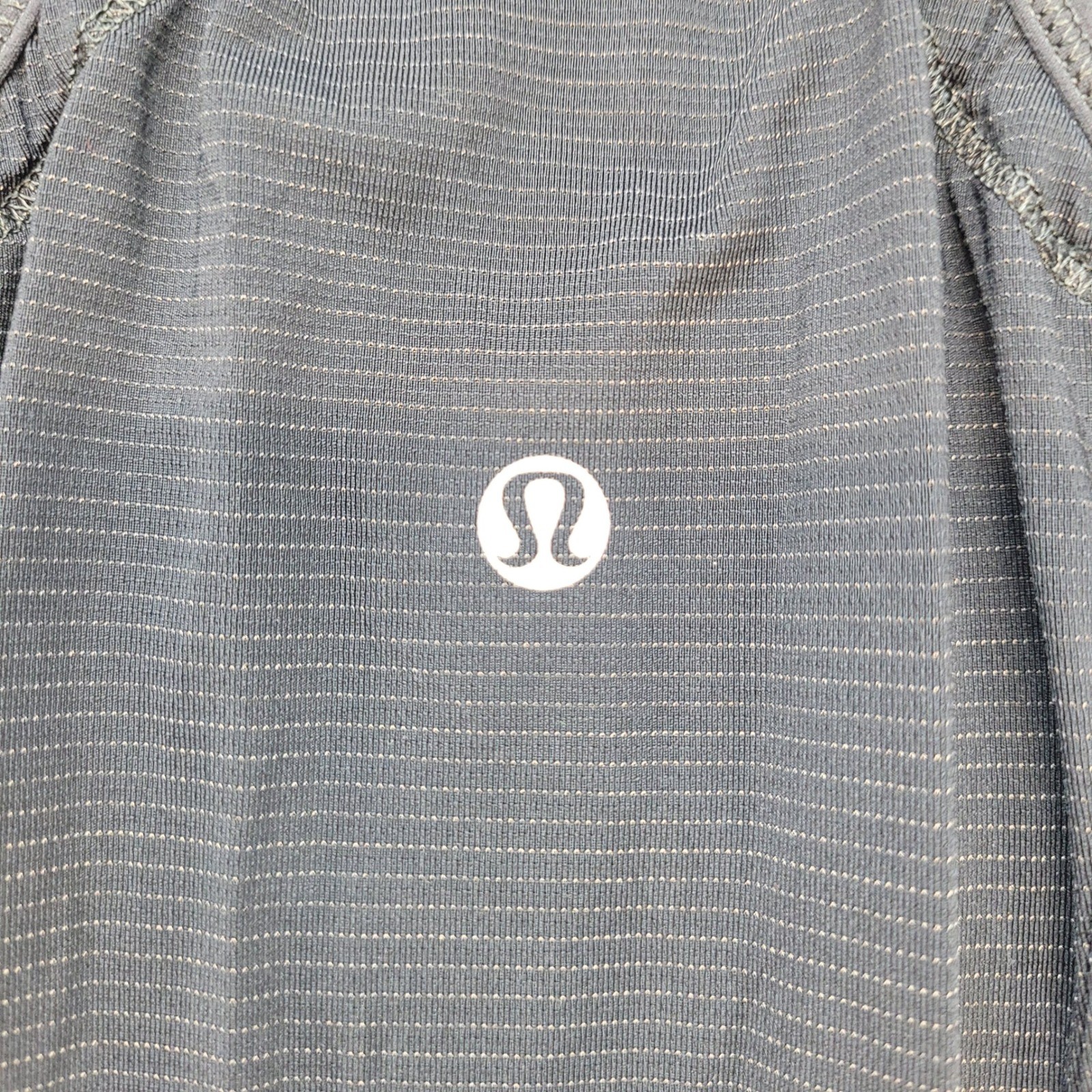 Lululemon Black Pinstripe Drawstring Tank Top Womens 6 Racerback Ruched Mesh