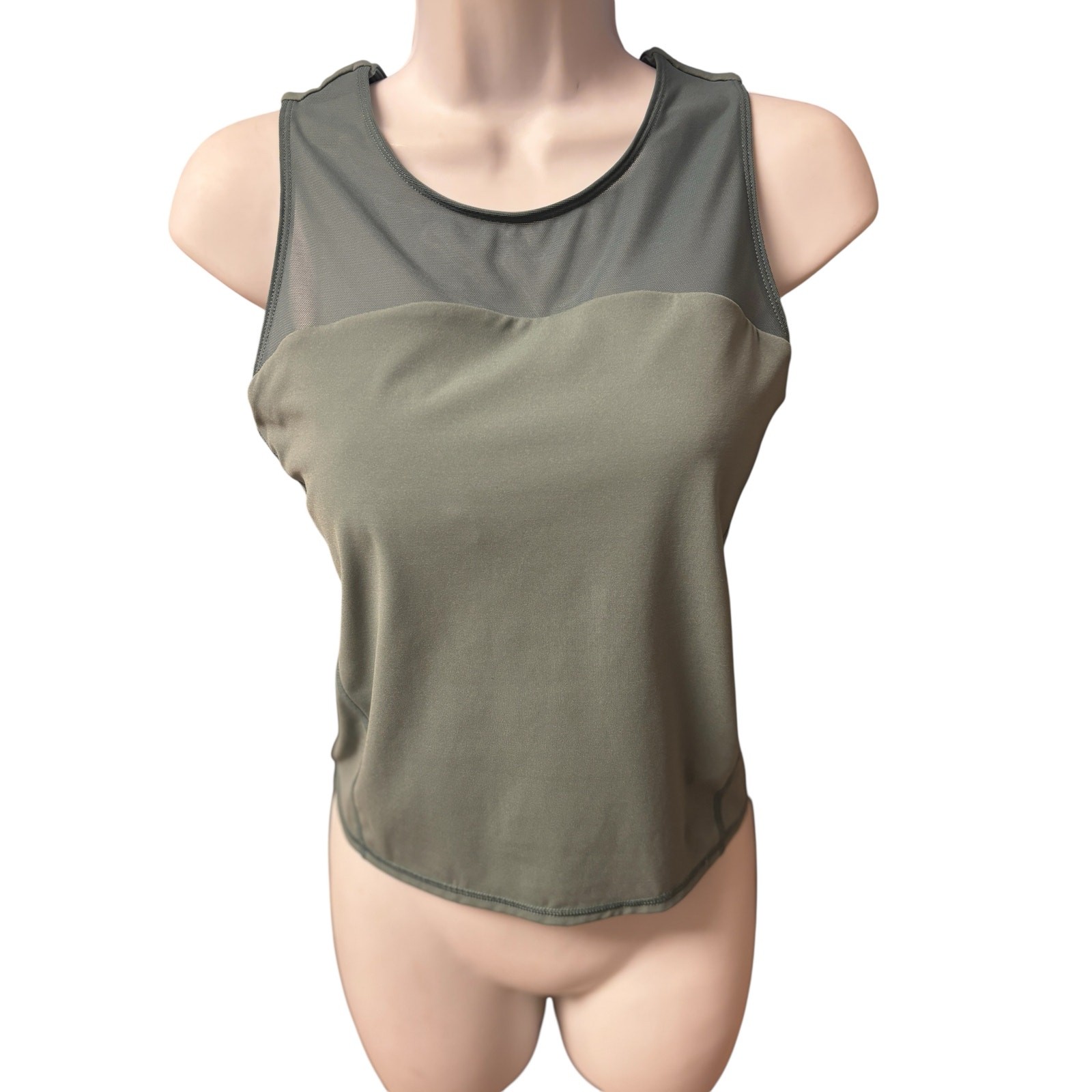 Sweaty Betty Criss Cross Back Active Top Size M Green Sleeveless Stretch Workout