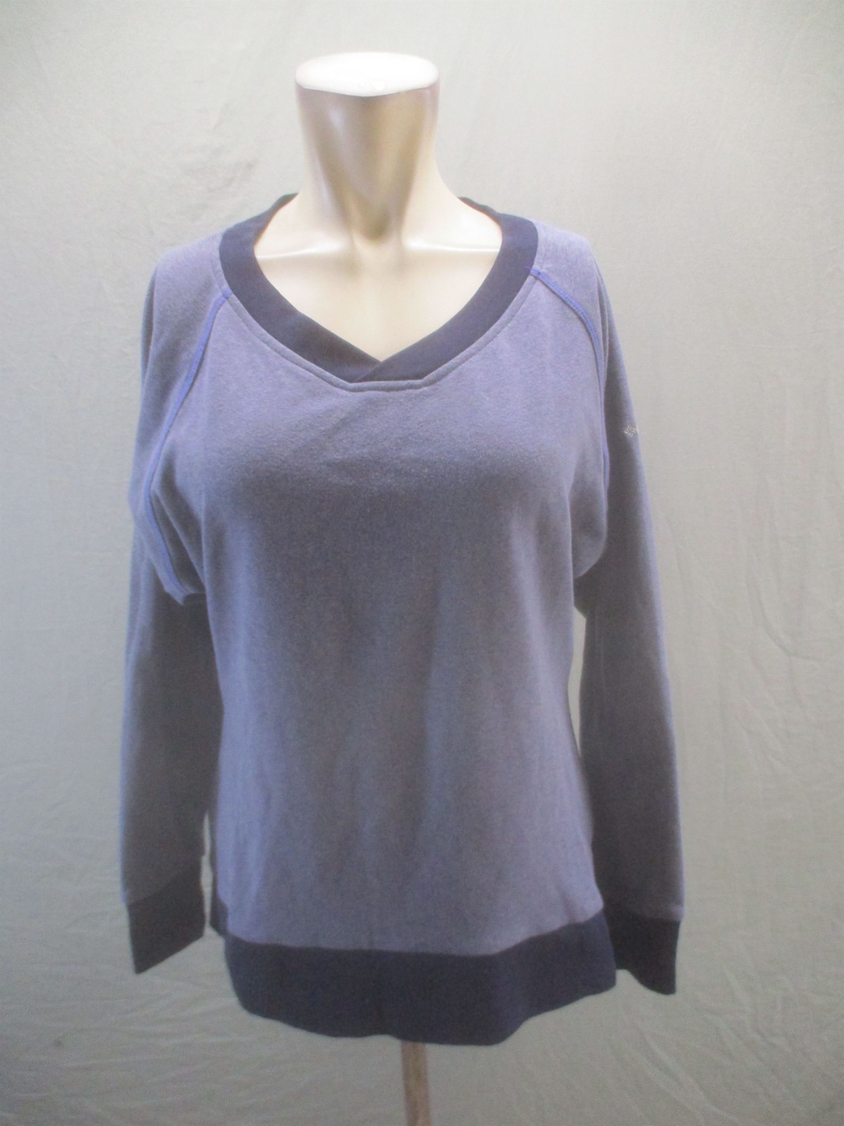 Columbia Size S Women Gray Cotton Blend V Neck Long Sleeve Outdoor Pull Over 418