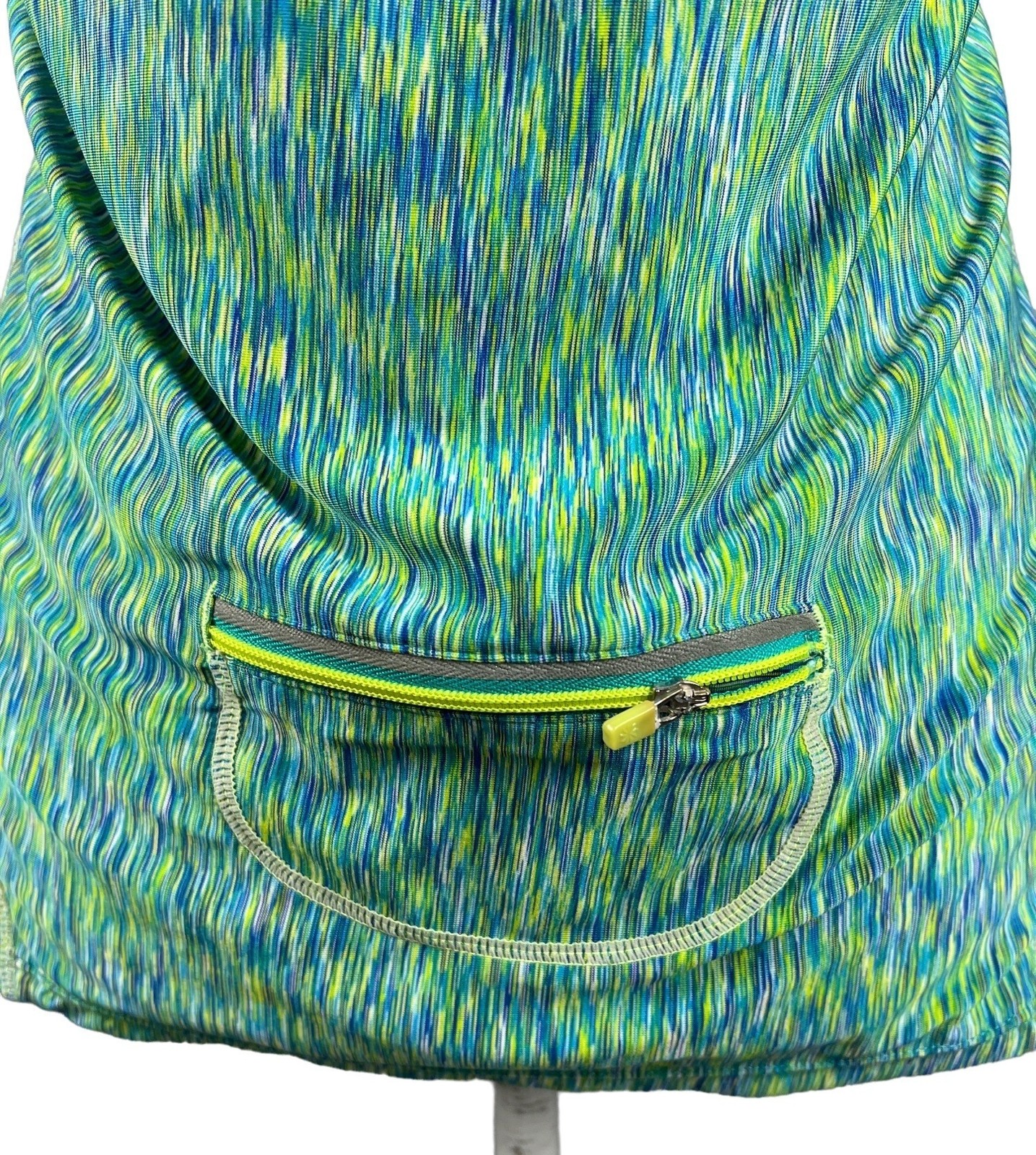 Athleta Green Multicolor Racerback Tank Top With Zip Pocket Womens S