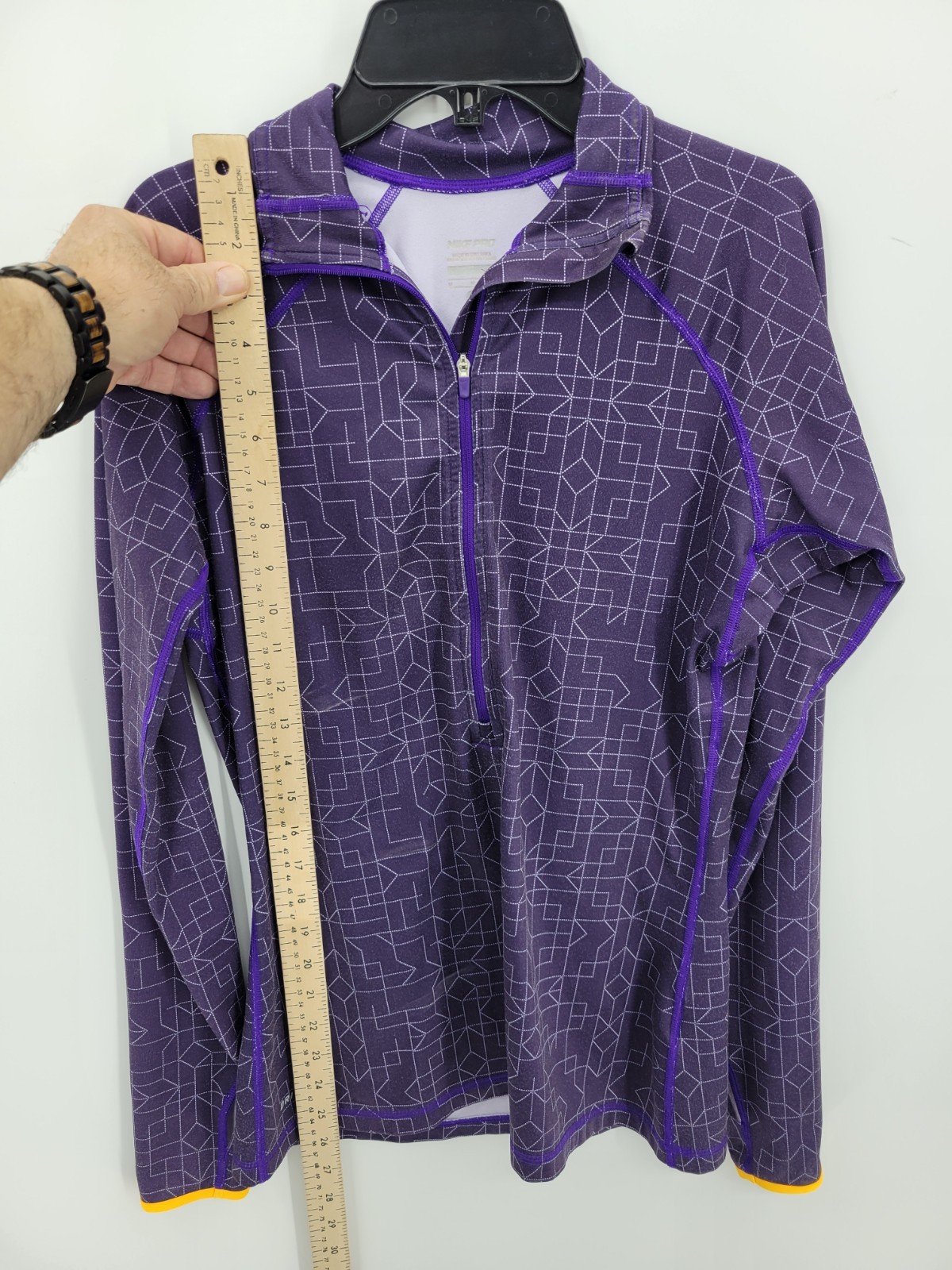 Nike Pro Pullover Womens Medium Purple Aztec Print Half Zip Activewear Outdoor