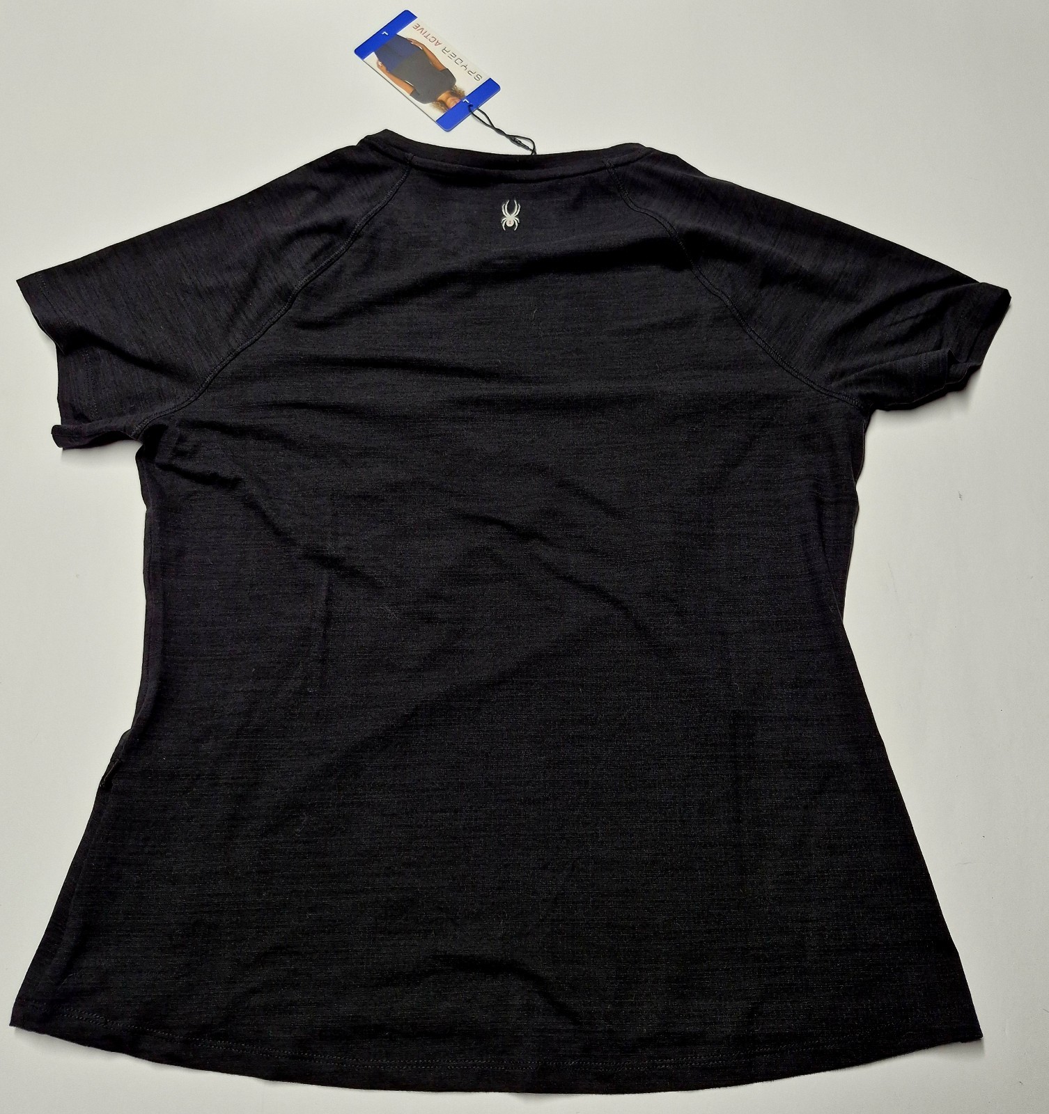 ​Spyder Active Womens Large Black Heather Short Sleeve Shirt Zipper Pocket NWT