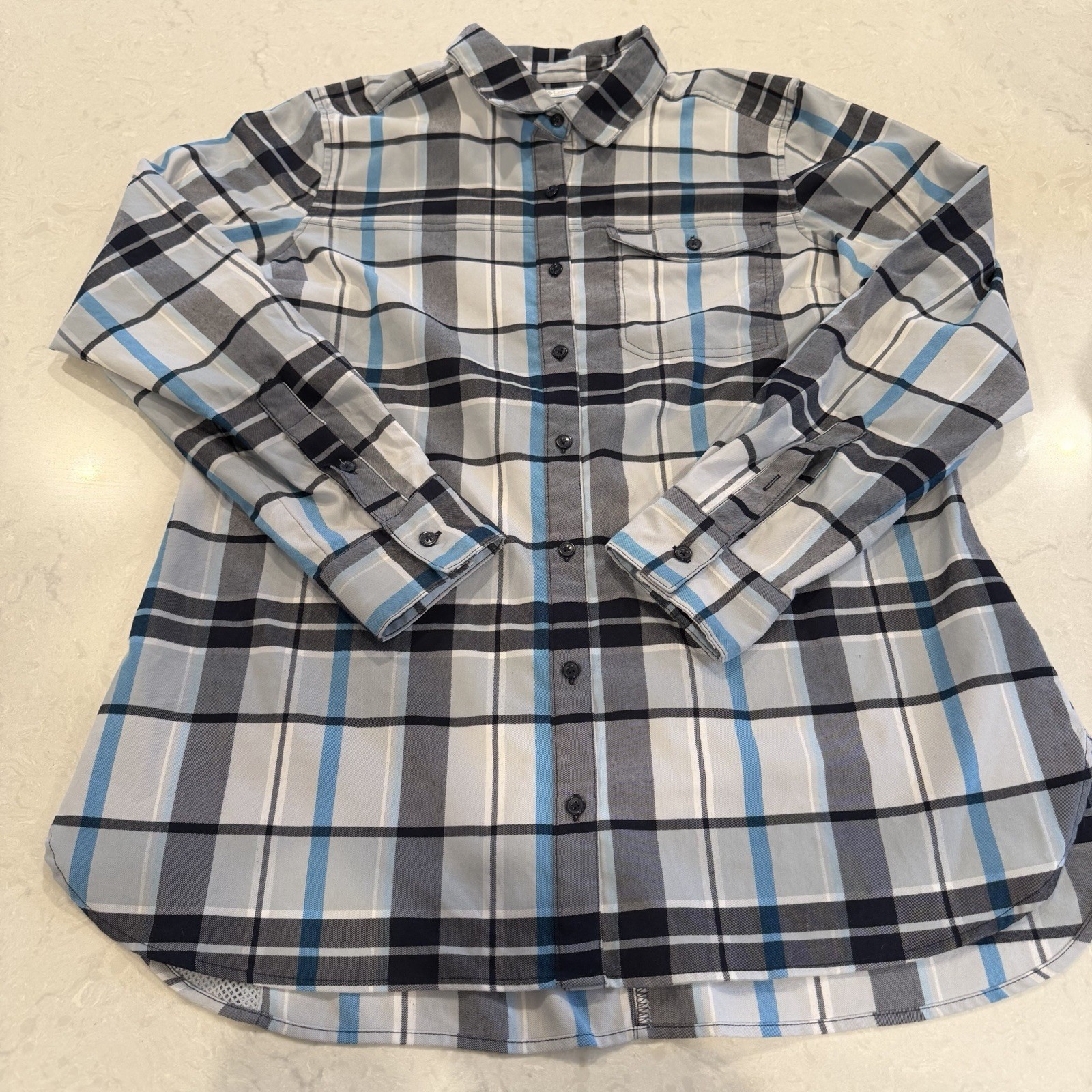 NEW Columbia Women’s Silver Ridge 2.0 Flannel Tunic, Fathom Blue Plaid Size XL