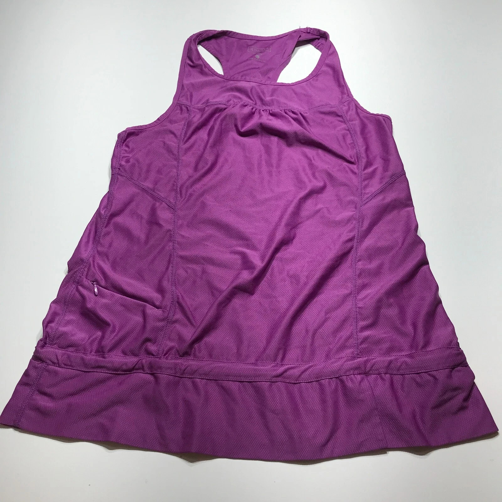 Athleta Active Tank Top Womens Medium Purple Racerback Workout Side Zip Pocket