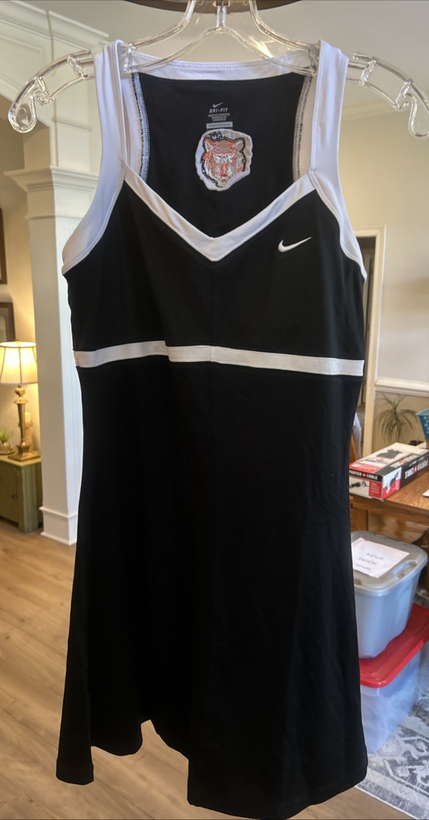 Nike Women’s Tennis Dress Medium Black Embroidered Tiger Logo on back Athletic